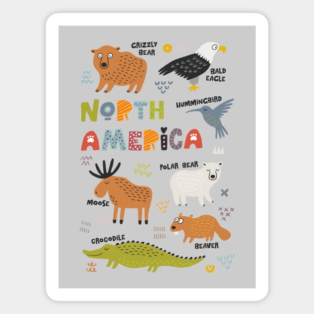 North American Animals Magnet by JunkyDotCom